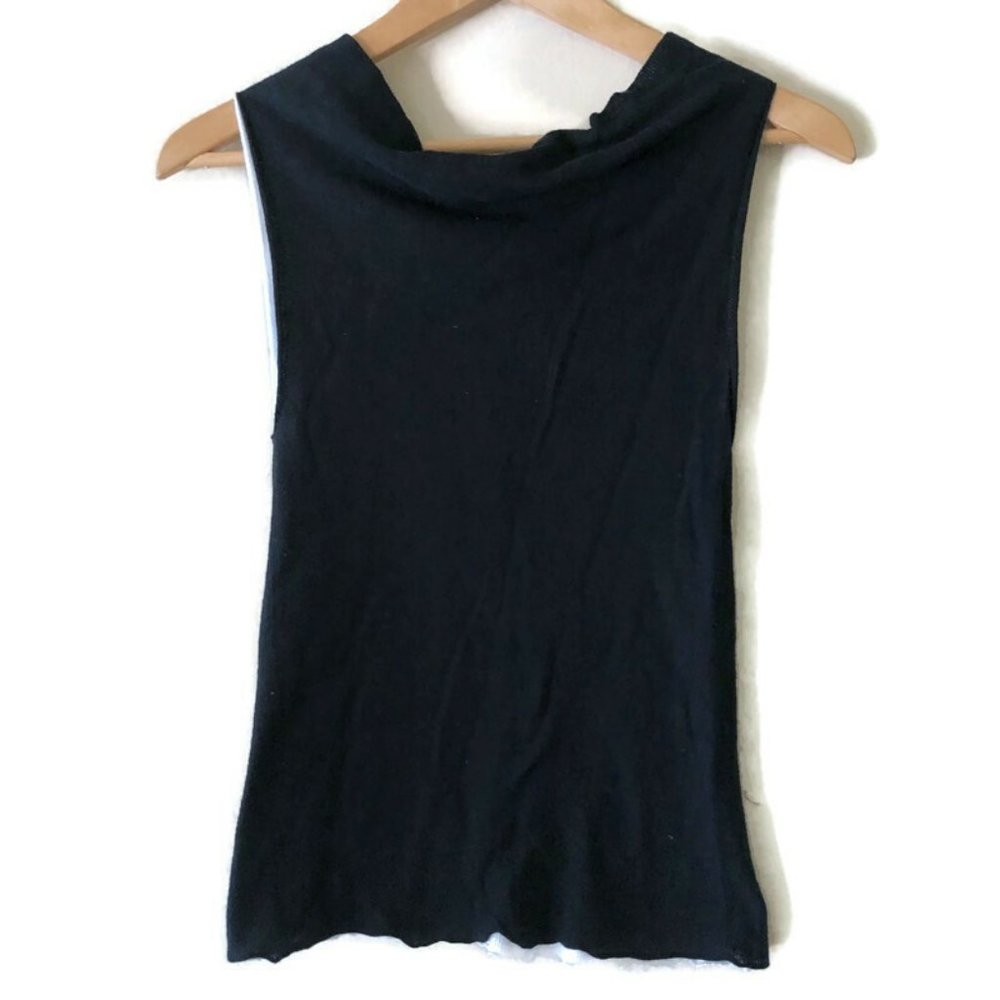 Emporio Armani Black / White Cap sleeve cotton top - Picture 5 of 13